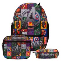 Kit Mochila Escolar Com Lancheira Estojo Avengers Passeio