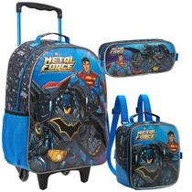 Kit Mochila Escolar com Rodinhas 16 Batman liga da justiça Lancheira Termica estojo super Man Kit Mochila Escolar com Rodinhas 16 Batman liga da justiça Lancheira Termica estojo super Man