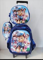 Kit Mochila Escolar Com Rodinhas Infantil Menino Patrulha Canina 3D