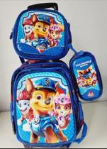 Kit Mochila Escolar Com Rodinhas Infantil Menino Patrulha Canina