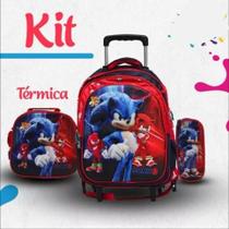Kit Mochila Escolar Com Rodinhas Infantil Menino Sonic Kit Mochila Escolar Com Rodinhas Infantil Menino Sonic