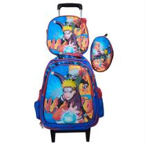 Kit Mochila Escolar com Rodinhas Infantil Naruto em 3D + Lancheira Térmica + Estojo