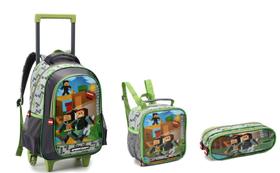 Kit Mochila Escolar com Rodinhas Meninos Gamecraft 2023 - Denlex