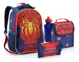 Kit Mochila Escolar Completo Super Spider Aranha Costas G