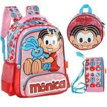 Kit Mochila Escolar Costas e Lancheira Turma da Mônica Rosa - Luxcel