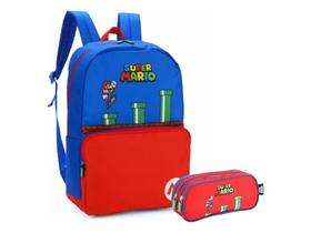 Kit Mochila Escolar Costas Super Mario Bros Luxcel com Estojo Oficial