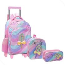 Kit Mochila Escolar Creche Menina Estojo Lancheira Térmica