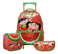 Kit Mochila Escolar de Carrinho Infantil + Lancheira + Estojo O Show da Luna Nuvens/Melancia