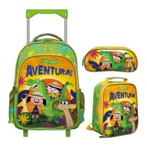 Kit Mochila Escolar de Carrinho Infantil + Lancheira + Estojo O Show da Luna Sauro Rex Kit Mochila Escolar de Carrinho Infantil + Lancheira + Estojo O Show da Luna Sauro Rex