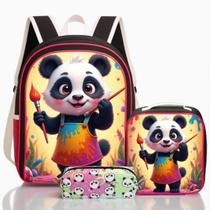 Kit Mochila Escolar de Costas Completo Infantil Lancheira e Estojo Kit Mochila Escolar de Costas Completo Infantil Lancheira e Estojo