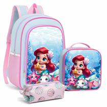 Kit Mochila Escolar de Costas Completo Infantil Lancheira e Estojo Kit Mochila Escolar de Costas Completo Infantil Lancheira e Estojo