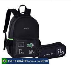 Kit Mochila Escolar De Costas e Estojo Duplo Loud Escolar Juvenil Grupo Gamer