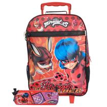 Kit Mochila Escolar De Rodas E Estojo Miraculous Ladybug