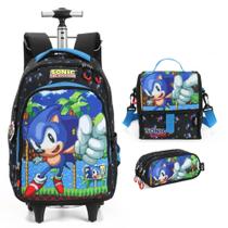 Kit Mochila Escolar de Rodinha Luxcel Sonic