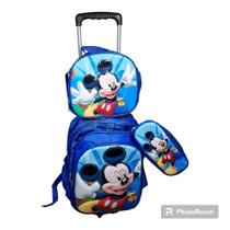 Kit Mochila Escolar de Rodinhas 3d estampas Mickey , mochila escolar infantil