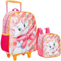 Kit Mochila Escolar de Rodinhas Gata Marie Lancheira Térmica