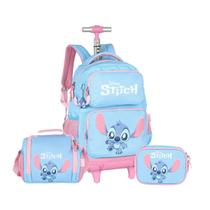 Kit Mochila Escolar De Rodinhas Stitch Luxcel Volta ás Aulas Original
