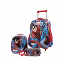 Kit Mochila Escolar De Rodinhas Super Hero Infantil Grande