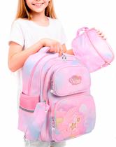 Kit Mochila Escolar Delicada Concha Fofinha + Lancheira e Estojo Infantil