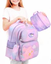 Kit Mochila Escolar Delicada Concha Fofinha + Lancheira e Estojo Infantil