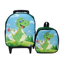 Kit Mochila Escolar Dinossauro Baby Verde Menino Kit Mochila Escolar Dinossauro Baby Verde Menino