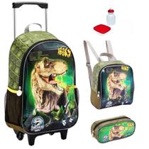 Kit Mochila Escolar Dinossauro T-Rex Rodinha Tam G Infantil Kit Mochila Escolar Dinossauro T-Rex Rodinha Tam G Infantil