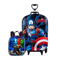 Kit mochila escolar diplomata maxtoy 3d capitão america com lancheira