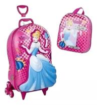 Kit mochila escolar diplomata maxtoy 3d cinderela com lancheira
