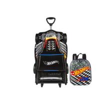 Kit mochila escolar diplomata maxtoy 3d hotwheels com lancheira