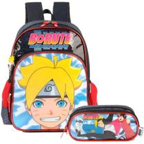 Kit Mochila Escolar E Estojo Duplo Boruto Naruto Vermelho