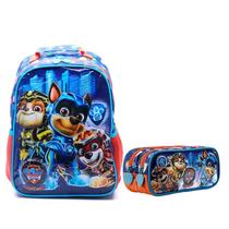 Kit Mochila Escolar e Estojo Duplo Infantil Patrulha Canina 11783 Azul - Xeryus