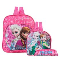 Kit Mochila Escolar Elsa Anna Frozen Disney Lancheira+Estojo Kit Mochila Escolar Elsa Anna Frozen Disney Lancheira+Estojo
