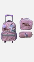 Kit mochila escolar em poliester unicornio 16"