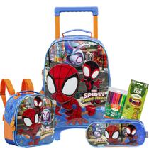 Kit Mochila Escolar Equipe Aranha Original Lancheira Estojo