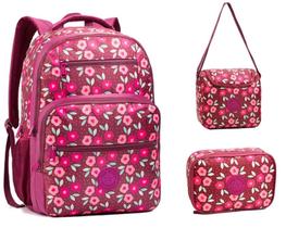 Kit Mochila Escolar Estilo Capricho Floral Com Lancheira e Estojo Kit Mochila Escolar Estilo Capricho Floral Com Lancheira e Estojo