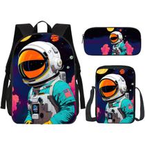 Kit Mochila Escolar, Estojo E Lancheira Astronauta 5 Volta as Aulas