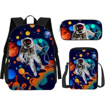 Kit Mochila Escolar, Estojo E Lancheira Astronauta 7 Volta as Aulas