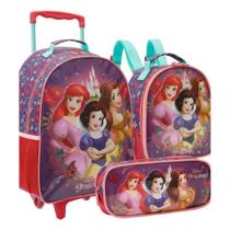 Kit Mochila Escolar Estojo Simples E Bolsa Térmica Princesas