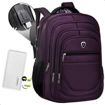 Kit Mochila Escolar Faculdade Anti Furto + Carregador Portátil Slim Carregamento Rápido