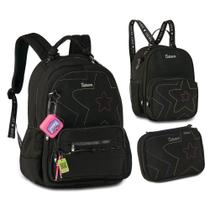 Kit mochila escolar feminina com lancheira e estojo Luluca Original Cor:PretoGenero:Feminino Kit mochila escolar feminina com lancheira e estojo Luluca Original Cor:PretoGenero:Feminino