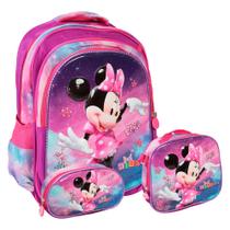 Kit Mochila Escolar Feminina Costas Lancheira Estojo Tam G