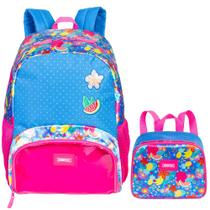 Kit Mochila Escolar Floral Plus Tropical Costas Tam G Lancheira Térmica Kit Mochila Escolar Floral Plus Tropical Costas Tam G Lancheira Térmica