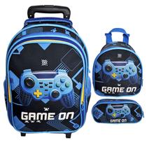 Kit Mochila Escolar Game ON Com Rodinhas, Lancheira e Estojo
