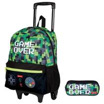 Kit Mochila Escolar Gamer Over Rodinhas Infantil Tam G Com Estojo Duplo Kit Mochila Escolar Gamer Over Rodinhas Infantil Tam G Com Estojo Duplo