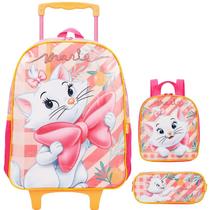Kit Mochila Escolar Gatinha Marie Rodinha Tam G Infantil