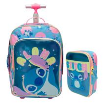 Kit Mochila Escolar Grande Rodinha e Estojo Stitch Puket Kit Mochila Escolar Grande Rodinha e Estojo Stitch Puket