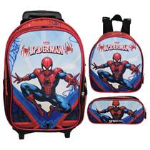 Kit Mochila Escolar Homem Aranha Com Rodinhas, Lancheira e Estojo Kit Mochila Escolar Homem Aranha Com Rodinhas, Lancheira e Estojo