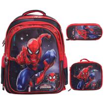 Kit Mochila Escolar Homem Aranha Costas 3d Passeio Creche