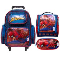 Kit Mochila Escolar Homem Aranha Infantil com Rodinhas