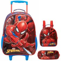 Kit Mochila Escolar Homem Aranha Rodinha Tam G Infantil